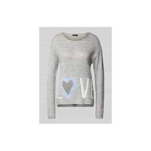 Sweter z dzianiny z obszyciem ozdobnymi kamieniami model ‘LOVE’ ze sklepu Peek&Cloppenburg  w kategorii Swetry damskie - zdjęcie 177954060