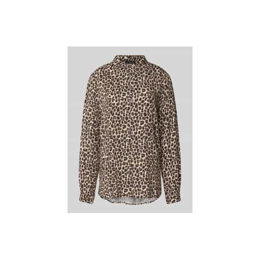 Bluzka koszulowa o kroju regular fit z wiskozy z detalem z logo ze sklepu Peek&Cloppenburg  w kategorii Koszule damskie - zdjęcie 177954080