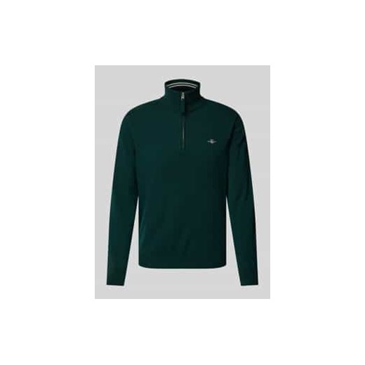 Sweter z dzianiny z wyhaftowanym logo model ‘SUPERFINE’ ze sklepu Peek&Cloppenburg  w kategorii Swetry męskie - zdjęcie 177955691