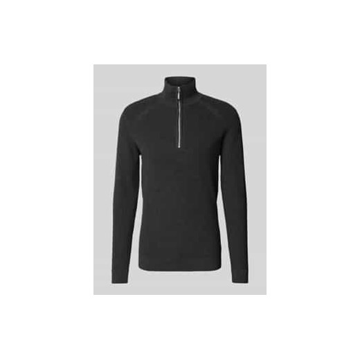 Sweter z dzianiny o kroju regular fit z kołnierzem Tom Tailor Sweter z fakturowanej dzianiny z kołnierzem ze sklepu Peek&Cloppenburg  w kategorii Bluzy męskie - zdjęcie 177957444