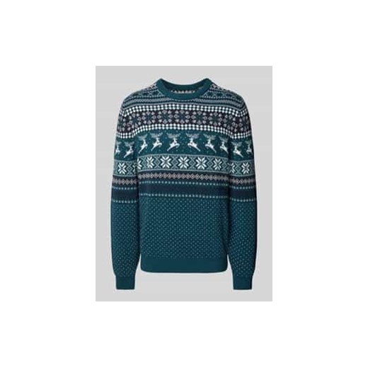 Sweter z dzianiny z okrągłym dekoltem ze sklepu Peek&Cloppenburg  w kategorii Swetry męskie - zdjęcie 177957701