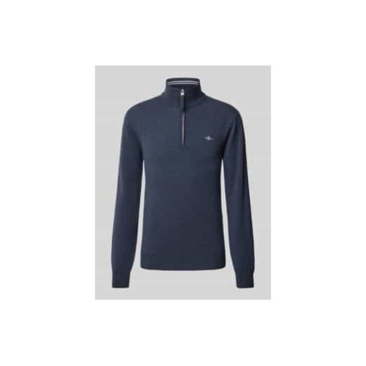 Sweter z dzianiny z wyhaftowanym logo model ‘SUPERFINE’ ze sklepu Peek&Cloppenburg  w kategorii Swetry męskie - zdjęcie 177958971