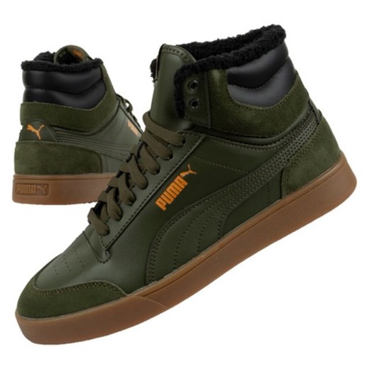 Buty zimowe Puma Shuffle Mid 387609 02 zielone ze sklepu ButyModne.pl w kategorii Trampki męskie - zdjęcie 177968363