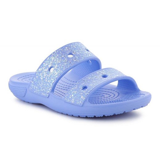 Klapki Crocs Classic Glitter Sandal Jr 207788-5Q6 niebieskie ze sklepu ButyModne.pl w kategorii Klapki dziecięce - zdjęcie 177969031