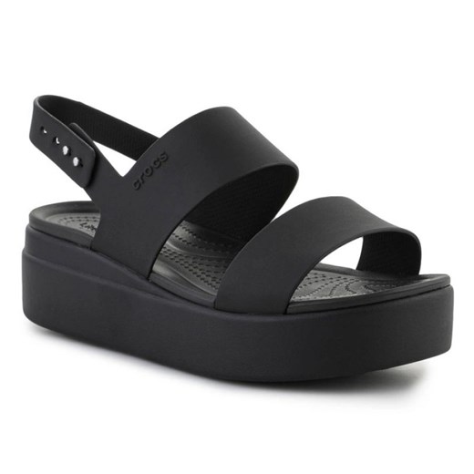 Sandały Crocs Brooklyn Low Wedge 206453-060 czarne ze sklepu ButyModne.pl w kategorii Sandały męskie - zdjęcie 177969801