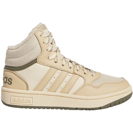 Buty adidas Hoops Mid 3.0 IF7738 beżowy ze sklepu ButyModne.pl w kategorii Buty sportowe dziecięce - zdjęcie 177970554