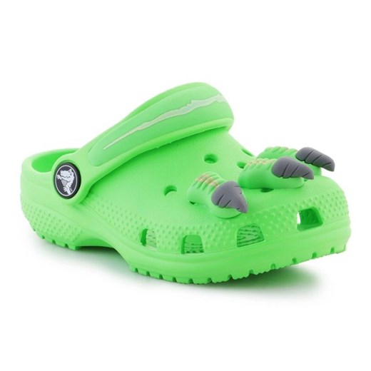 Klapki Crocs Classic I Am Dinosaur Clog 209700-3WA zielone ze sklepu ButyModne.pl w kategorii Klapki dziecięce - zdjęcie 177971401