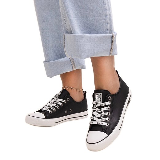 Czarne trampki eko skóra Big Star KK274096 ze sklepu ButyModne.pl w kategorii Trampki damskie - zdjęcie 177971801