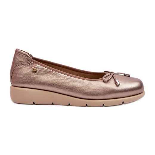 Eleganckie Baleriny Damskie Ze Skóry Naturalnej Maciejka P6504-25 Złote złoty Maciejka 36 ButyModne.pl