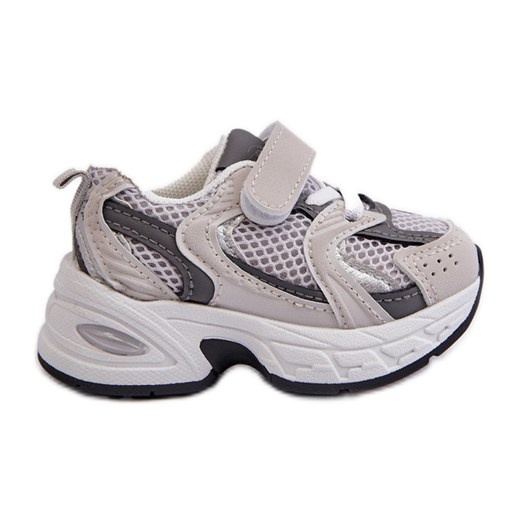 Dziecięce Buty Sportowe Sneakersy Na Rzep Szare Rulagia ze sklepu ButyModne.pl w kategorii Buty sportowe dziecięce - zdjęcie 177972340