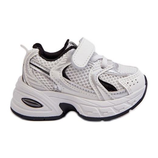 Dziecięce Buty Sportowe Sneakersy Na Rzep Biało-Czarne Ephona białe ze sklepu ButyModne.pl w kategorii Buty sportowe dziecięce - zdjęcie 177972353
