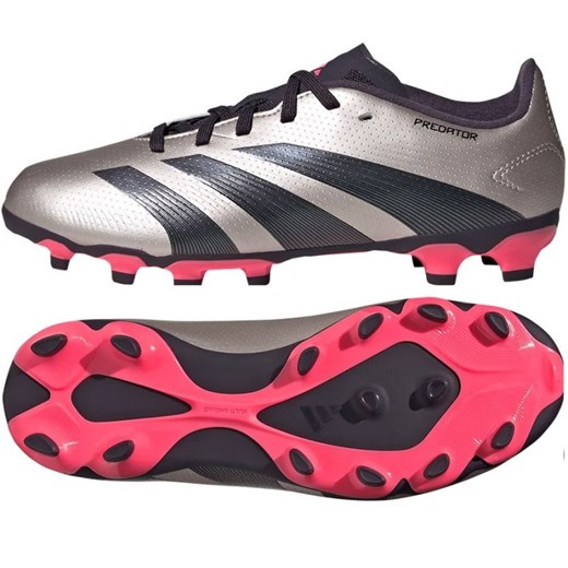 Buty piłkarskie adidas Predator League Mg IF6410 srebrny ze sklepu ButyModne.pl w kategorii Buty sportowe dziecięce - zdjęcie 177974603