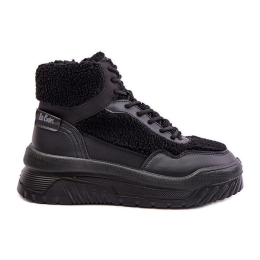 Sneakersy Damskie Na Platformie Z Futerkiem Typu Baranek Lee Cooper LCJ-24-47-3145 Czarne ze sklepu ButyModne.pl w kategorii Buty sportowe damskie - zdjęcie 177975091