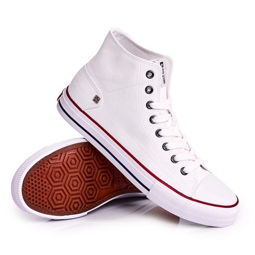 Męskie Klasyczne Wysokie Trampki Big Star DD174251 Białe 45 ButyModne.pl