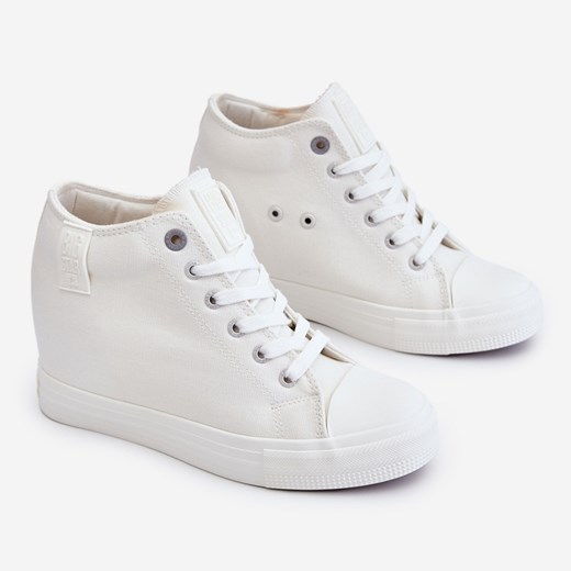 Wysokie Trampki Na Ukrytym Koturnie Big Star LL274035 Białe 38 ButyModne.pl