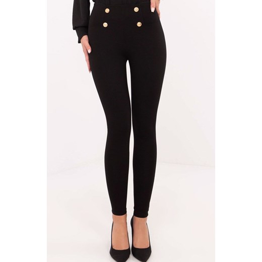 Czarne legginsy z guzikami NM-LG-D70003.40, Kolor czarny, Rozmiar S, FactoryPrice ze sklepu Primodo w kategorii Spodnie damskie - zdjęcie 178011331