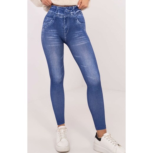Niebieskie legginsy z imitacją jeansu NM-LG-NOU012.21, Kolor niebieski, Rozmiar S/M, Trendy.ING ze sklepu Primodo w kategorii Jeansy damskie - zdjęcie 178011383