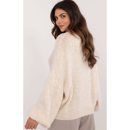 Sweter damski oversize ecru TW-SW-BI-3565.69, Kolor ecru, Rozmiar uniwersalny, OCH BELLA ze sklepu Primodo w kategorii Swetry damskie - zdjęcie 178011434