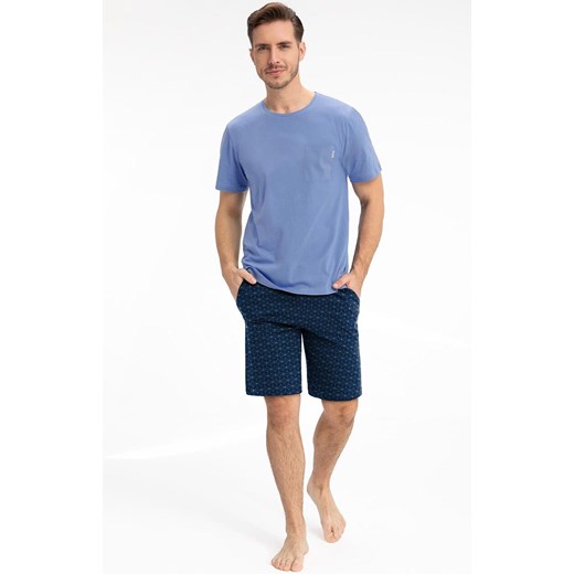 Bawełniana piżama męska niebiesko granatowa 807, Kolor granatowo-niebieski, Rozmiar M, Luna ze sklepu Intymna w kategorii Piżamy męskie - zdjęcie 178013531