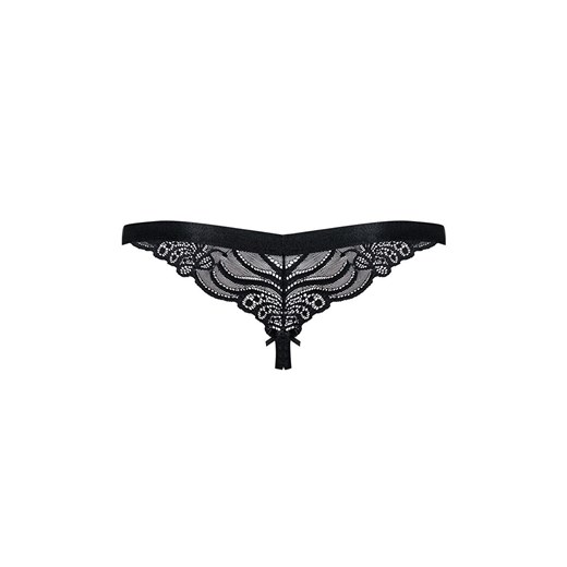 Obsessive stringi otwarte z dziurką w kroku 828-THC-1, Kolor czarny, Rozmiar S/M, Obsessive ze sklepu Intymna w kategorii Majtki damskie - zdjęcie 178013560