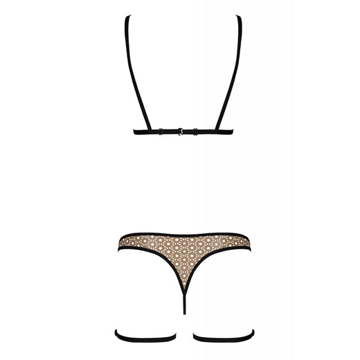 Beżowy komplet z otwartymi miseczkami Gabi set, Kolor beige, Rozmiar L/XL, Passion ze sklepu Intymna w kategorii Komplety bielizny damskiej - zdjęcie 178013582