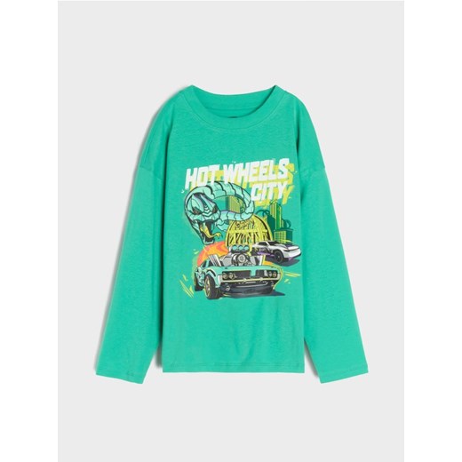 Sinsay - Koszulka z długimi rękawami Hot Wheels - zielony Sinsay 134 Sinsay