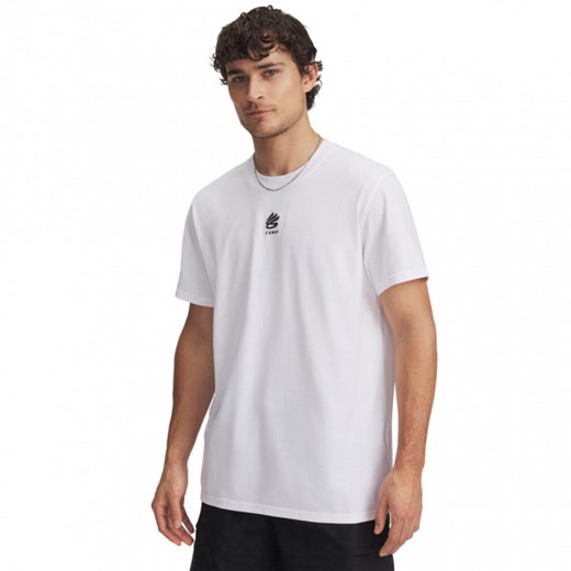 Męska koszulka do koszykówki Under Armour Curry Logo Heavyweight - biała ze sklepu Sportstylestory.com w kategorii T-shirty męskie - zdjęcie 178029783