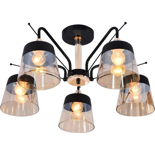 Pięcioramienna lampa sufitowa w stylu glamour - M017 - Plantix ze sklepu Edinos.pl w kategorii Lampy wiszące - zdjęcie 178031192
