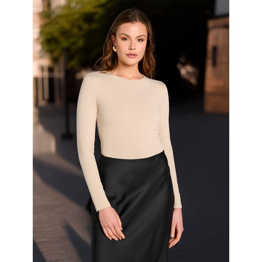 Sinsay - Body z długimi rękawami - kremowy Sinsay M Sinsay