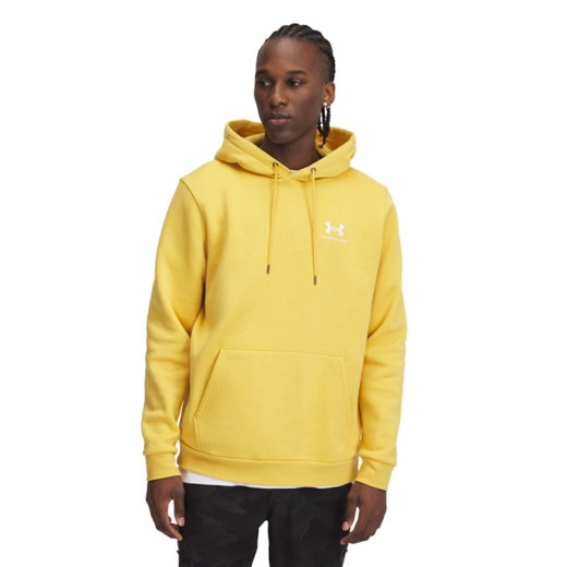 Męska bluza dresowa nierozpinana z kapturem Under Armour UA Icon Fleece Hoodie - żółta ze sklepu Sportstylestory.com w kategorii Bluzy męskie - zdjęcie 178032793