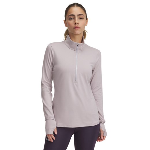 Damska bluza do biegania nierozpinana bez kaptura Under Armour UA Launch Pro Half Zip - beżowa ze sklepu Sportstylestory.com w kategorii Bluzy damskie - zdjęcie 178032892