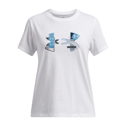 Dziewczęcy t-shirt z nadrukiem Under Armour UA Big Logo UA Fill SS - biały ze sklepu Sportstylestory.com w kategorii Bluzki dziewczęce - zdjęcie 178032924