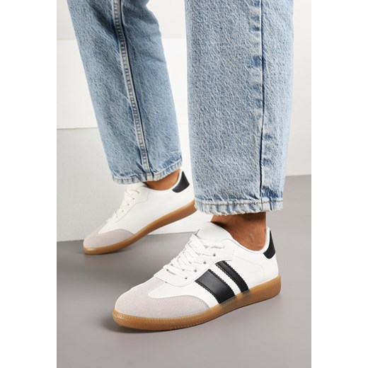 Biało-Czarne Sneakersy Tenisówki z Ozdobnymi Paskami Danavin ze sklepu born2be.pl w kategorii Buty sportowe damskie - zdjęcie 178033051