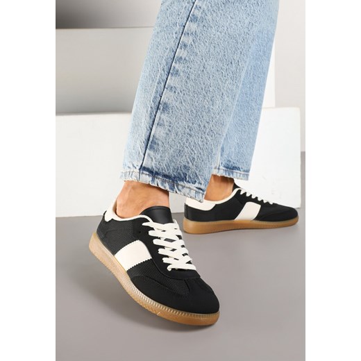 Czarne Sneakersy Retro w Stylu Klasycznych Tenisówek Tanonea ze sklepu born2be.pl w kategorii Buty sportowe damskie - zdjęcie 178033744