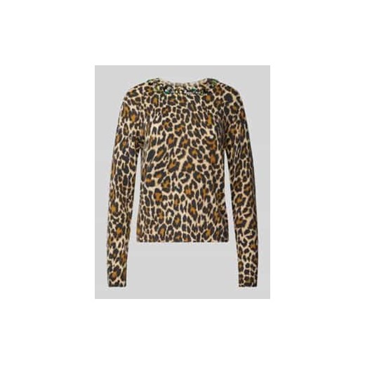 Sweter z dzianiny z obszyciem ozdobnymi kamieniami ze sklepu Peek&Cloppenburg  w kategorii Swetry damskie - zdjęcie 178039043