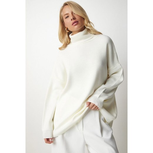 Happiness Istanbul Sweter w kolorze białym Happiness Istanbul onesize Limango Polska promocyjna cena