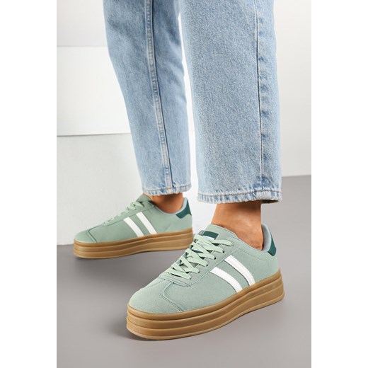Jasnozielone Klasyczne Sneakersy na Niewysokiej Platformie Terilee ze sklepu renee.pl w kategorii Buty sportowe damskie - zdjęcie 178046034