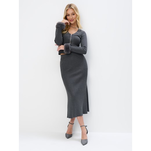 Mohito - Dzianinowa spódnica midi - szary ze sklepu Mohito w kategorii Spódnice - zdjęcie 178046544