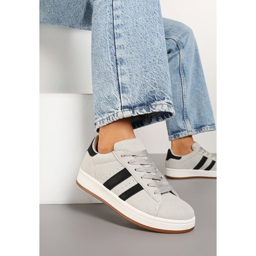 Szare Sneakersy Ozdobione Paskami Dolirenna ze sklepu renee.pl w kategorii Buty sportowe damskie - zdjęcie 178048363