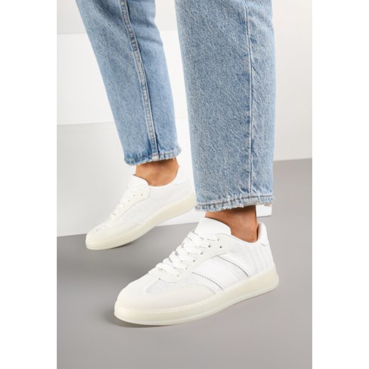 Białe Sneakersy w Stylu Tenisówek z Paskami Eleaniria ze sklepu renee.pl w kategorii Buty sportowe damskie - zdjęcie 178048381