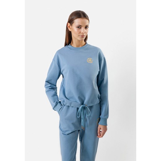 Niebieska bawełniana bluza z wiązaniem ze sklepu Molton w kategorii Bluzy damskie - zdjęcie 178049640