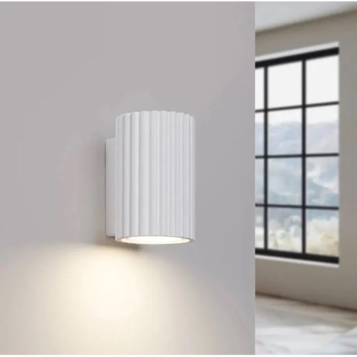 Bialy nowoczesny kinkiet ryflowany - D287-Avium Lumes One Size Edinos.pl
