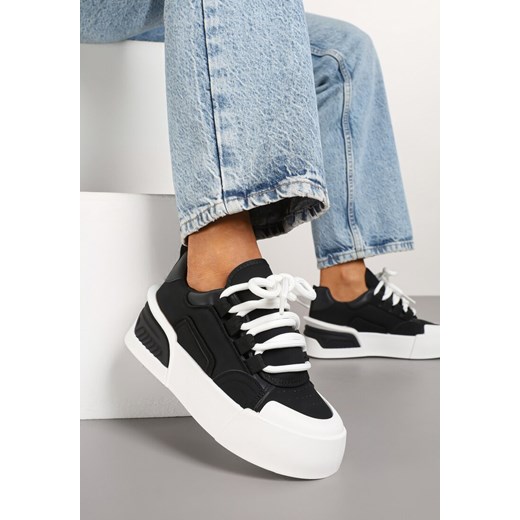 Czarne Sneakersy w Stylu Trampek na Grubej Podeszwie Danimira ze sklepu born2be.pl w kategorii Buty sportowe damskie - zdjęcie 178051141