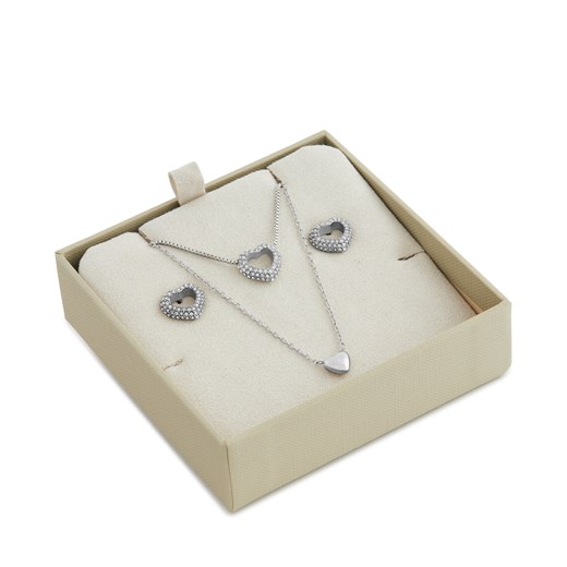 Zestaw naszyjnik i kolczyki Guess JUBS05 076JW Srebrny Guess one size eobuwie.pl
