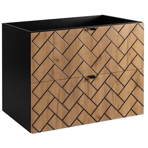 Nowoczesna szafka pod umywalkę z 2 szufladami 80 cm czarny + dąb craft złoty Z5-P39 ze sklepu Edinos.pl w kategorii Szafki i regały łazienkowe - zdjęcie 178059672