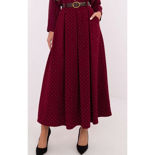 Bordowa spódnica z paskiem DHJ-SD-19720-1.32, Kolor bordowy, Rozmiar uniwersalny, ITALY MODA ze sklepu Primodo w kategorii Spódnice - zdjęcie 178061320