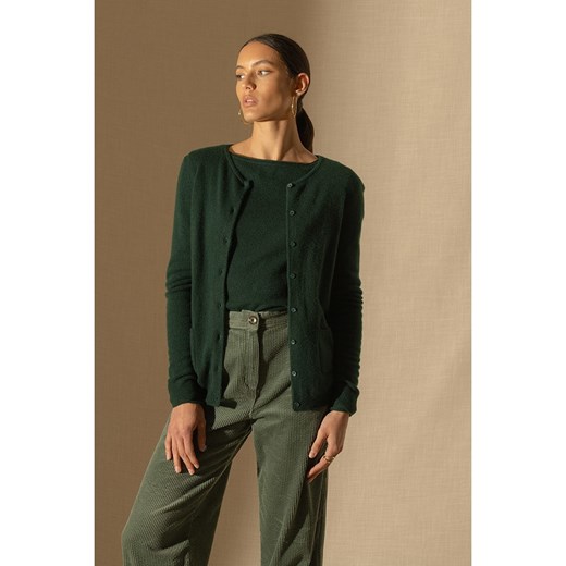 Perfect Cashmere Kaszmirowy kardigan &quot;Amy&quot; w kolorze ciemnozielonym Perfect Cashmere L okazyjna cena Limango Polska