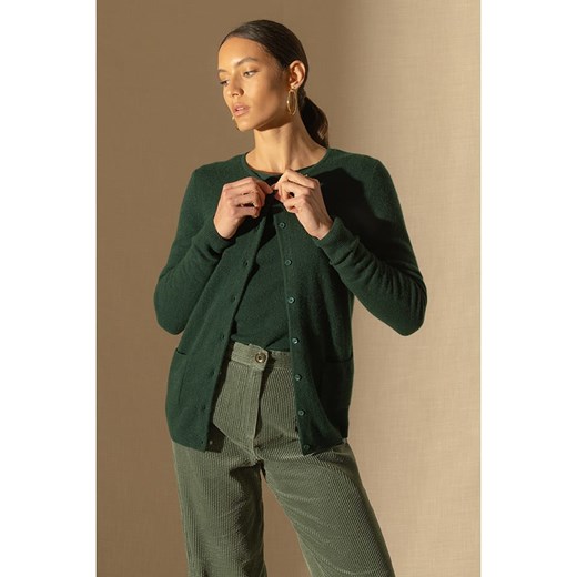 Perfect Cashmere Kaszmirowy kardigan &quot;Amy&quot; w kolorze ciemnozielonym Perfect Cashmere L okazyjna cena Limango Polska