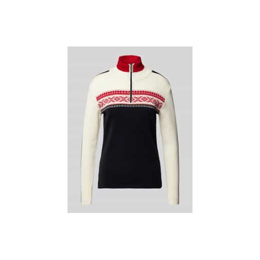 Sweter z norweskim wzorem i kołnierzem zapinanym model ‘Dystingen’ ze sklepu Peek&Cloppenburg  w kategorii Swetry damskie - zdjęcie 178069972