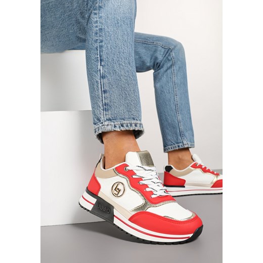 Biało-Czerwone Sneakersy z Metaliczną Ozdobą Firamia ze sklepu renee.pl w kategorii Buty sportowe damskie - zdjęcie 178070873